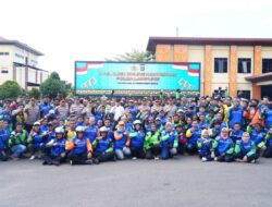 Polri Perkuat Kemitraan dengan Ojek Online: Polda Lampung Gelar Bakti Sosial dan kesehatan pada Apel Ojol Kamtibmas Nasional 2025