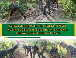 Sejiwa dan Sehati, Tim Satgas TMMD Kodim 0105/Abar Bersama Masyarakat Timbun Jalan Urat Nadi Desa
