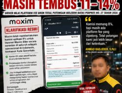 Maxim Klaim Komisi  8% Driver  Hitung Total Potongan  Masih Tembus  11–14%