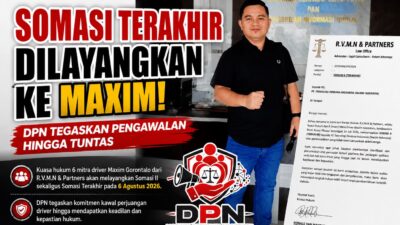 Somasi Terakhir Dilayangkan ke Maxim, DPN Tegaskan Pengawalan Hingga Tuntas