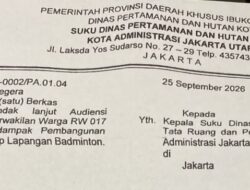 Instruksi Kasudin Diabaikan, Pembangunan Atap Lapangan Badminton di RTH Sunter Agung Tetap Berjalan